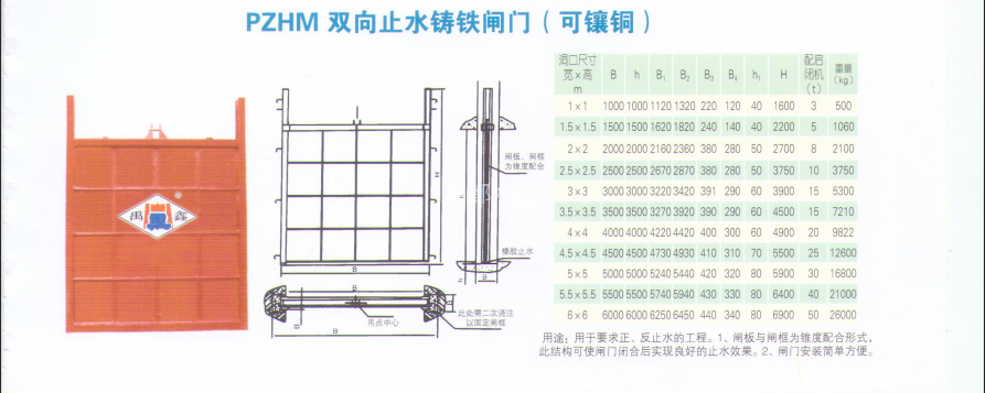 PZSM系列平面铸铁双向闸门(图1)